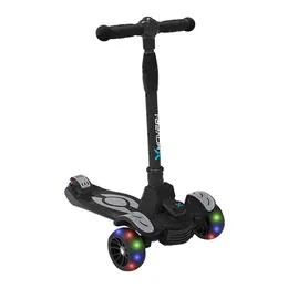 Kidsgear Fivid Fividing Kick Scooter ، Black ، LED Lights ، Safe for Kids ، 3 Wheels