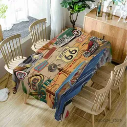 Table Cloth Retro Badge Pattern Tablecloth Suitable for Party Restaurant Tablecloth Table Cover Waterproof Rectangular Tablecloth Tapete R230727