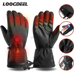 Skidhandskar Loogdeel Winter Outdoor Thermal Electric Thermal Gloves Waterproof Windproof Snowboard Curing Motorcykel Skidvärme Handvärmare HKD230727