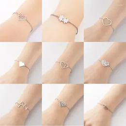 Link Bracelets Stainless Steel Love Heart Promise For Couples Friendship Bracelet Pulseras Acier Inoxydable Femme