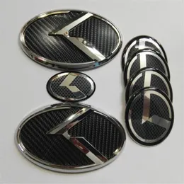 7pcs 3D preto carbono K Emblem adesivo para KIA novo Forte YD K3 2014-2015 emblemas do carro284P