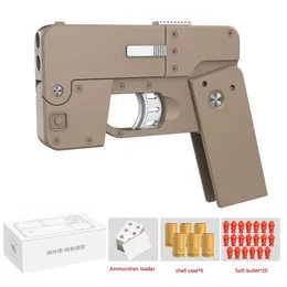 Gun Toys Life Card Metal Foldbar Soft Bullet Toy Gun Foam Ejection Darts Blaster Pistol Manual Airsoft For Kid Adult Birthday Present 230726