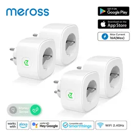 Smart Power Plugs MEROSS SMART PLUG 16A EU WiFi Smart Socket Outlet Power Monitoring Timing Funktion fungerar med Alexa Assistant SmartThings HKD230727