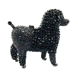 Sacos de noite Poodles de luxo Designer Animal Crystal Clutch Sacos de noite lindo cão dourado bolsa de casamento bolsa de festa feminina bolsa de dia SM 230726
