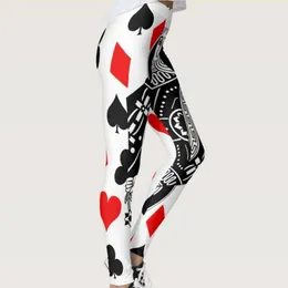 Capris Quickitout Neuankömmlinge Blackwhite Poker mit sexy roten Herzen in Frauen -Leggings Poker Diamond Print Slim Foss Hosen S4XL