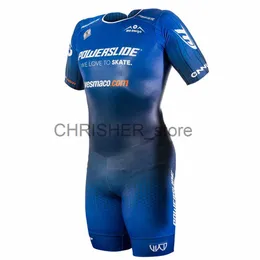 Rowerowe koszulki Sets PowerSlide rzędowy rolka skate prędkość SKINSUIT MĘŻCZYZNA Szybka Skat Triathlon Road Rower Roller Jersey Jersey Jesey Maillot Ciclismo x0727