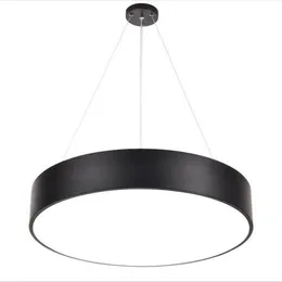 Modern Minimalism LED Pendant Lamp Round Chandeliers Black Lighting Fixtures for Office Study Room Livingroom Bedroom AC85-265V257H