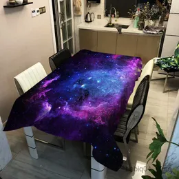 Bordduk Galaxy Blue Starry Universe Space Mysterious Nebula Ornament Elastic TableCloth Cafe Decorations Party Home Decor Table Cover R230727