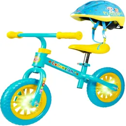 Малыши сбалансируйте велосипедный велосипед, регулируемый шлем Light-Up 10 колес Легкий тренер синий