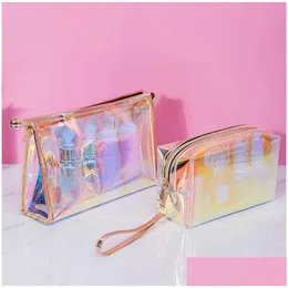 Storage Baskets Transparent Laser Cosmetic Bag Portable Bags Mtifunctional Washing Toiletry Pouch Large Capacity Makeup Case Waterproo Otsno