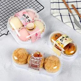 Gift Wrap 2 3 4 Cavities Round Plastic Cake Boxes And Packaging Egg-Yolk Puff Mooncake Food Container Bakery Bussiness Baking Pack206C