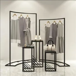 Hangers & Racks Clothing Store Display Rack In The Island Cabinet Women's Shop Horizontal Bar Iron Art285k