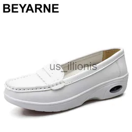 Dress Shoes BEYARNE2019 Spring Loafers Flats Women Ladies Solid White Air Cushion Nursing shoes Casual Shoes Slip-on Boat Deck shoesE981 J230727