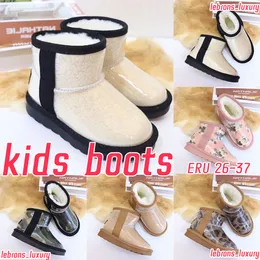 Tasarımcı Çocuk Botları Uggslies Klasik Clear Mini II Boot Snow Boot Ayakkabılar Kızlar Kürk GÜNLÜK DERİ AVUSTRALANIYORUM Yürümeye Başlayan Spor Sneaker Gençlik Çocuk Doğal Siyah 26-37