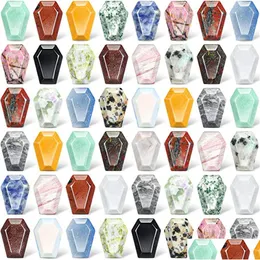 Christmas Decorations Coffin Shaped Crystal 0.8 Inch Worry Stones Assorted Carved Gemstone For Meditation Ncing Diy Jewelry Pendant Cr Dhkyi