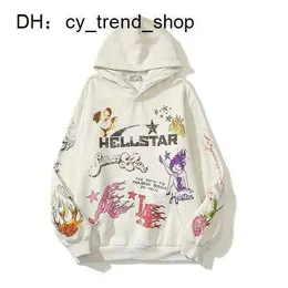 Hellstar Hoodies 남성용 스웨트 셔츠 하이 스트리트 Fleece Y2K 후드 그래픽 하라주쿠 스트레인지
