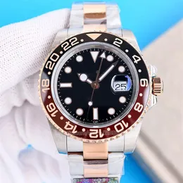 ルートビールGMTデザイナーウォッチメンズウォッチバットマンORO ROSA BATGIRL CERACHROM BEZEL BLACK DIAL OYSTER BRACELET JUBILEE 3186 MOVEMENT2600