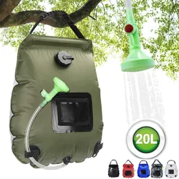 Mochilas Bolsas de Água 20L Acampamento Ao Ar Livre Caminhadas Bolsa de Chuveiro Solar Aquecimento Escalada Hidratação Mangueira Cabeça Comutável 230726