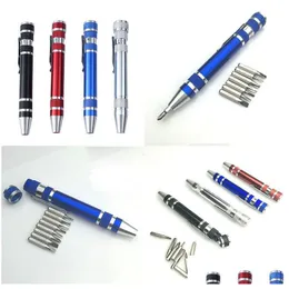 Screwdrivers Mtifunction 8 In 1 Mini Aluminum Precision Pen Screw Driver Screwdriver Set Repair Tools Kit For Cell Phone Hand Tool D Dhvyp