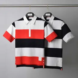 Bonzero Wide Stripe Short Sleeve T-shirt 2023 Summer Polo Shirt som leder trenden Casual Pure Cotton Bottom