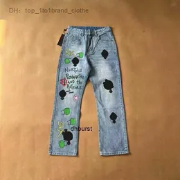 Jeans masculino Designer Make Old Washed Chrome Straight Trousers Heart Prints for Women Men Long Style 2023 Sweatpants Hot Styledxqd 5 PU1G