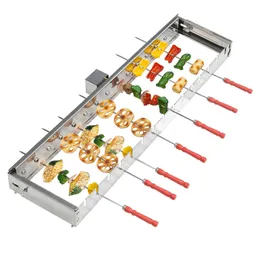 BBQ Tools Accessories 80CM Not limited to roasting needles Automatically flipping the shelf Adjusting the width Barbecue Grill Rolling skewers tools 230726