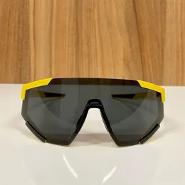 Oversized Shield Wrap Sunglasses Mask Yellow Gray Lenses for Men Women Summer Shades Sunnies UV protection Eyewear with Box