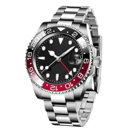 AAA wysokiej jakości zegarki Mens GMT zegarek 40 mm 904L Automatyczne mechaniczne składanie klamra szafir szklany wodoodporny ceramiczny czerwony niebieski ramka czarna tablica