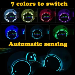 2X Car Dome LED Cup Holder Automotive Interior Lamp USB Multi- Colorful Atmosphere Light Drink Holder Anti-Slip Mat Product Bulb243K