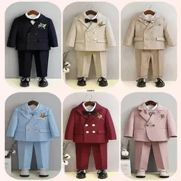 Garnitury kwiat chłopcy Pography Suit Baby Kids Formal Ceremonii Kostium Dzieci Urodziny przyjęcia weselny sukienka Performedo Zestaw Tuxedo 230726