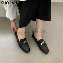 Kleidschuhe SUOJIALUN 2023 Frühling Neue Marke Frauen Flache Schuhe Mode Schnalle Runde Zehe Slip Auf Loafers Weiche Casual Britischen Stil Oxford Schuhe J230727