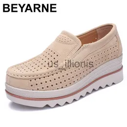 Dress Shoes BEYARNE new flat platform moccasins for women loafers with leather suede fringes for womenL077 J230727