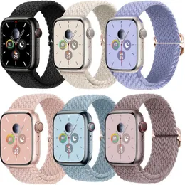 Stretchy Braided Solo Loop Compatible With Apple Watch Bands 38mm 40mm 41mm 42mm 44mm 45mm For Adjustable Straps Wristbands For IWatch Series 8 7 6 SE 5 4 3 2 1 Ultra
