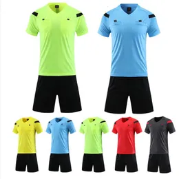 Utomhusskjortor Herrfotbollsdomare Soccer Soccer Socits Kortärmad domare Jersey Shorts Set Football Rofessional Competition Training Tracksude 230726