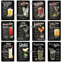 Engraçado Cocktail Atr Metal Poster Cerveja Vintage Placa de Metal Placa de Bar Casa Decoração de Parede Bebidas Alcoólicas Sinal de Lata Homem Caverna Clube Decoração Pub Cozinha Prato 30X20CM w01