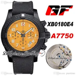 GF XB0180E4 ETA A7750 Cronógrafo Automático Vulcão Polímero Especial Relógio Masculino PVD Mostrador Amarelo Nylon Couro PTBL Super Edição Pu193p