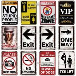 Custom VIP Lounge Metal Signs Warning Metal Plate Vintage Plaque No Stupid Tin Signs Plates Wall Decor For Bar Club Man Cave Toilet Art Painting Poster Gift 30X20CM w01
