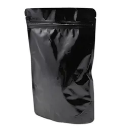 15x23cm Ziplock Saco de Folha de Alumínio Selo Térmico Preto Puro Mylar Foil Pacote Saco Com Zíper Bolsa Para Chá Flor Armazenamento De Alimentos 20pcs Lote224W