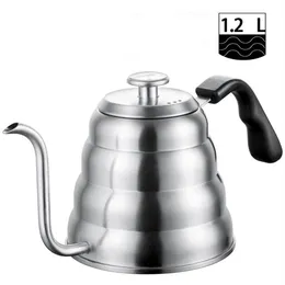 Bouilloire à café en acier inoxydable avec thermomètre col de cygne bec fin pour verser sur une cafetière fonctionne sur la cuisinière 40 oz 1 2L286N