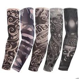 Tattoo Apparel Fashio Elastic Sleeves Riding Uv Care Cool Printed Sun-Proof Arm Protection Glove Fake Temporary Drop Delivery Health Dhcdg