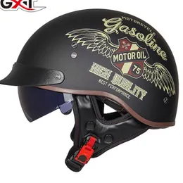 GXT Dot Certification Retro Motorcykelhjälm Moto Hjälm Scooter Vintage Half Face Biker Motorcykel Crash Moto Helmet Casco Moto327q