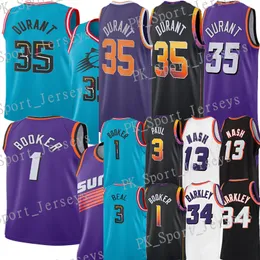 #35 Kevin Durant Basketball Jerseys 1 Devin Booker Bradley Beal Chris Paul Deandre Ayton Steve Nash Charles Barkley 2023 City Blue Shirt Purple jersey
