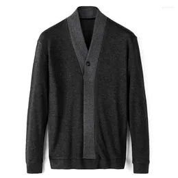남자 스웨터 v- 넥 나노 테크 블렌드 울 티셔츠 플라켓 디자인 가을 2023 컬렉션 니트 스웨터 ropa para hombre