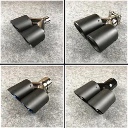 1 PCS AKRAPOVIC MATTEデュアルエキゾーストチップステッカーカーボンファイバーユニバーサルエキゾーストパイプカーマフラ​​ーヒントノズルテール265K