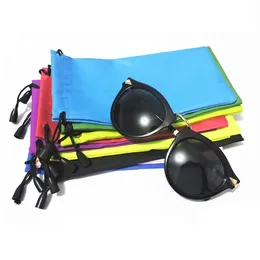 Kampanj billig färgglad vattentät dammtät tyg solglasögon påse mjuka glasögon väska glasfodral förvaring väska323d