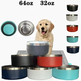 Cross-Border Pet Double Layer Stainless Steel Dog Bowl Large Capacity Non-Slip Mat Dog Food Bowl round Pet Bowl281z