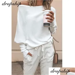 Women'S Sweaters Womens Dropship Sweater Women Oversized Jumper Fashion 2021 Cashmere Winter Plover Off Shoder Black White Autumn Drop Dhoxu