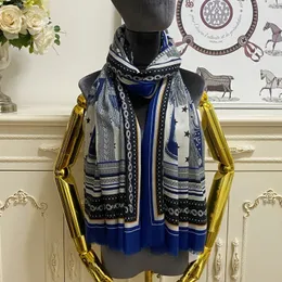 women's long scarf scarves shawl 100% cashmere material blue print letters pattern size 190cm - 95cm