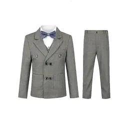 Suits Boys Suit Party Düğün Çocuk Konuşma Konuşma Konuşma Ceket Yelek Pantolon Bowtie 4pcs Tören Smokin Elbise Çocuklar Pografi 230726