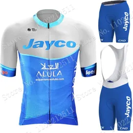 Rowerowe koszulki setki zespołu Jayco Alula Cycling Jersey Set z krótkim rękawem Blue Men Ubranie koszule rowerowe garnitur rowerowe szorty MTB MAILLOT 230727